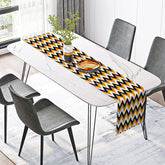 Aperturee - Aperturee Halloween Geometric Table Runner with Orange Black and White Triangles for Modern Party Decor